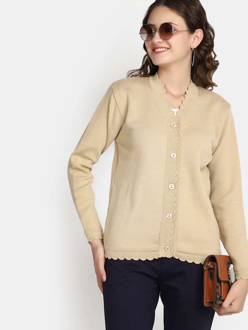 women's beige acrylic cardigan - 20536700 -  Standard Image - 3