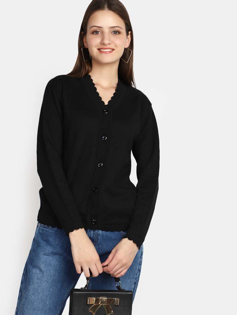 women's black acrylic cardigan - 20536702 - Standard Image - 3