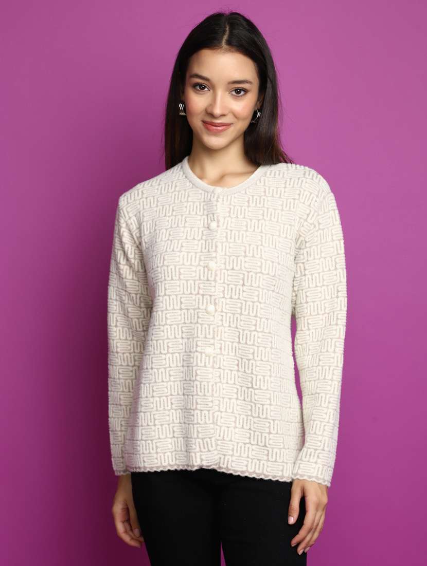 women long sleeved self design cardigan