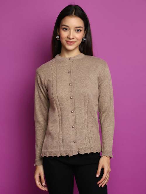 women beige long sleeves cardigans - 20536729 - Standard Image - 0