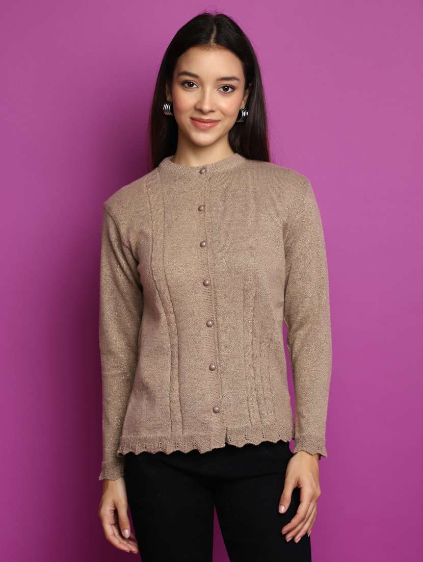 women beige long sleeves cardigans - 20536729 - Zoom Image - 0