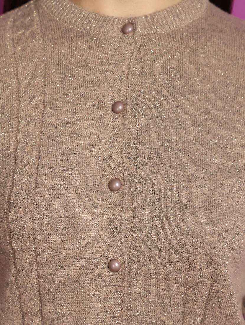 women beige long sleeves cardigans - 20536729 - Standard Image - 5