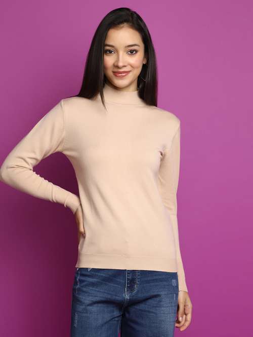 women beige solid pullover - 20536732 -  Standard Image - 0