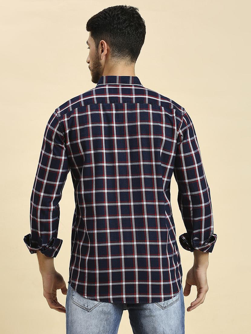 men checkered collared casual shirt - 20537533 - Standard Image - 3