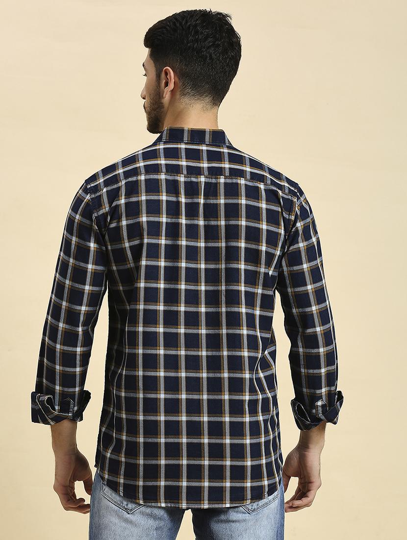 men checkered collared casual shirt - 20537534 - Standard Image - 3