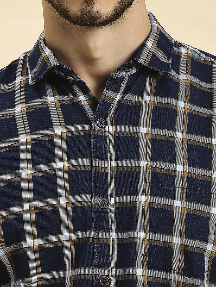 men checkered collared casual shirt - 20537534 - Standard Image - 5