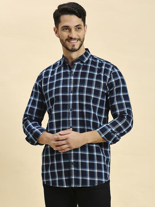 men checkered collared casual shirt - 20537535 - Standard Image - 0
