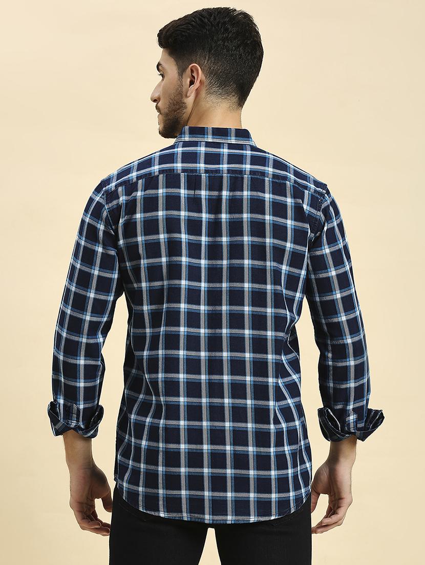 men checkered collared casual shirt - 20537535 - Standard Image - 3