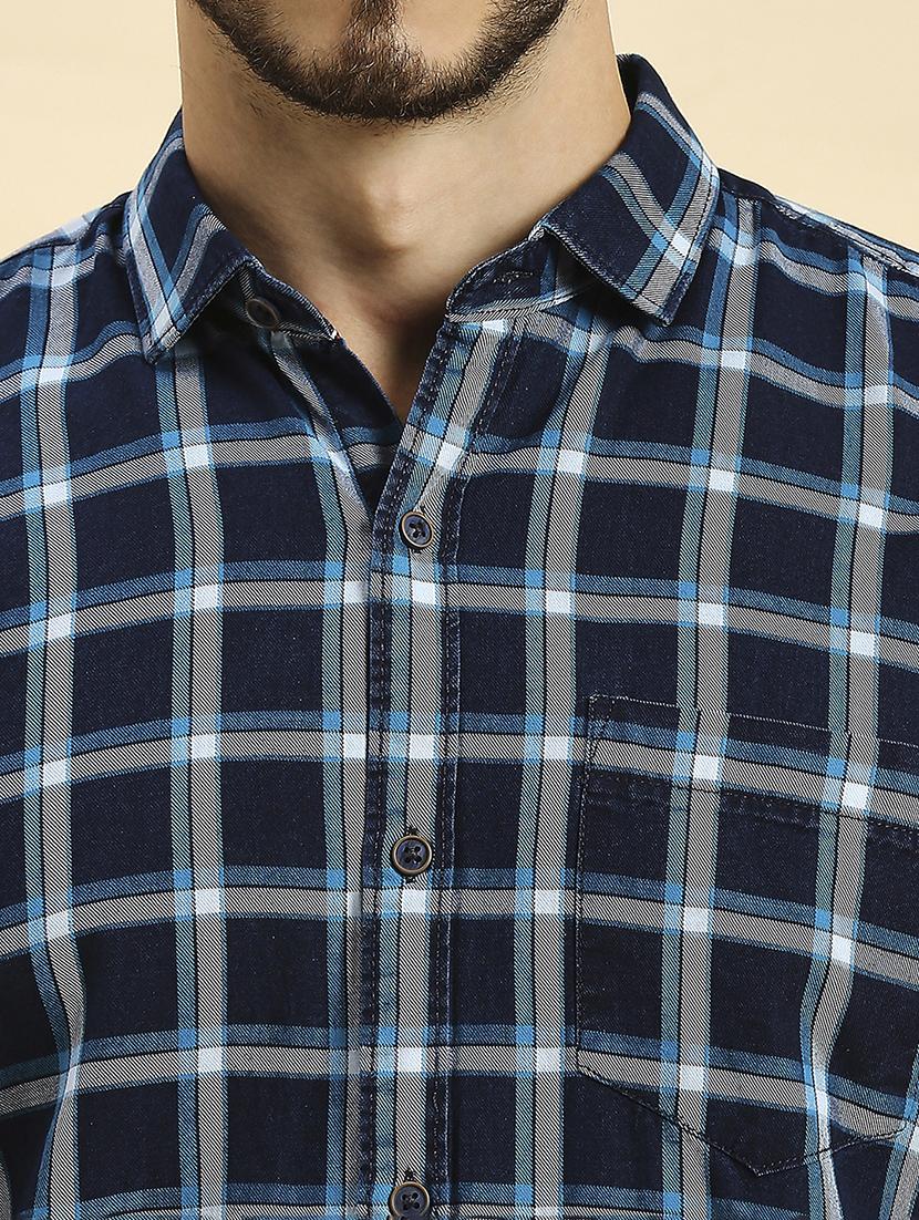 men checkered collared casual shirt - 20537535 - Standard Image - 5