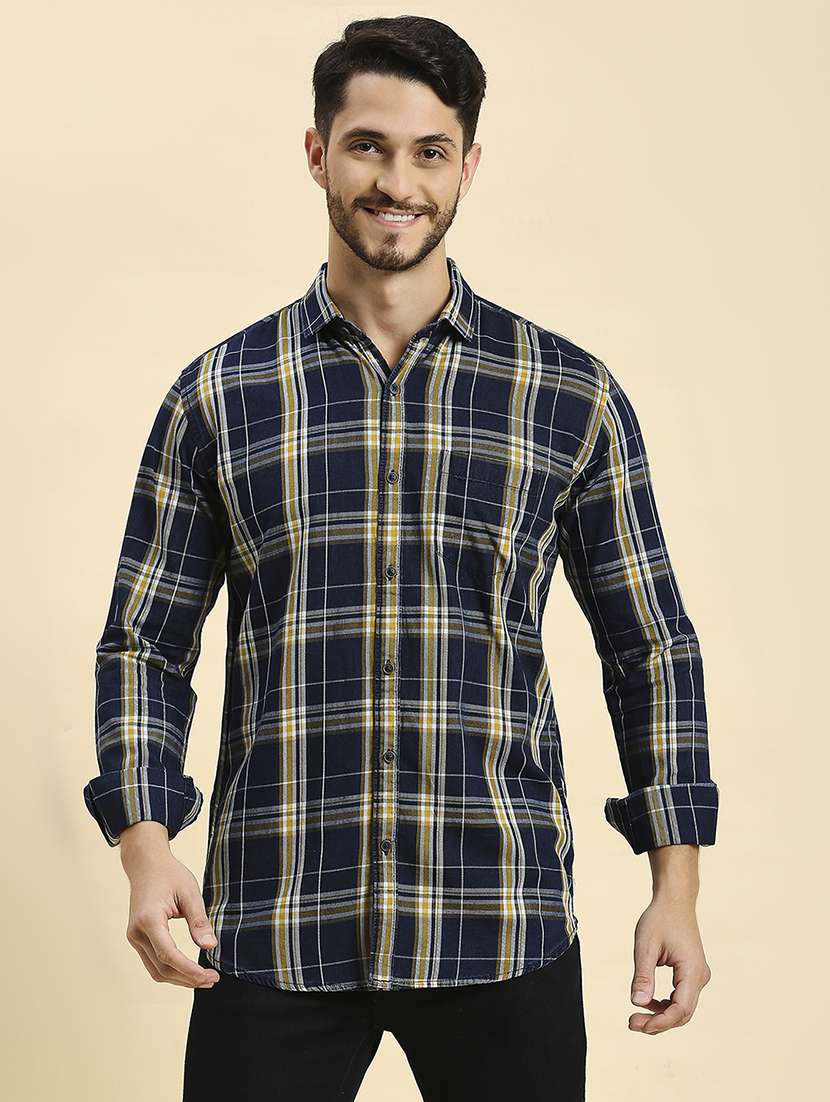men checkered collared casual shirt