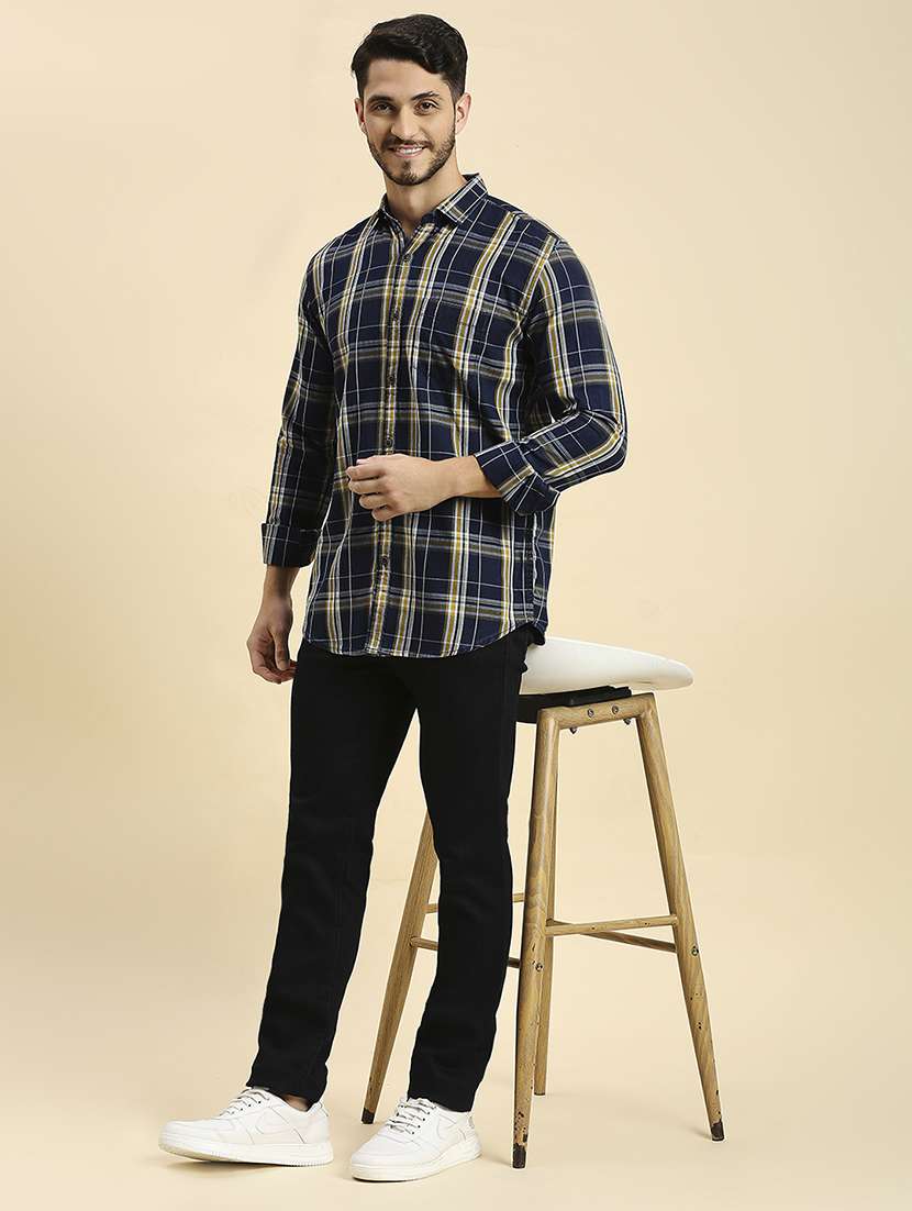 men checkered collared casual shirt - 20537536 -  Standard Image - 3