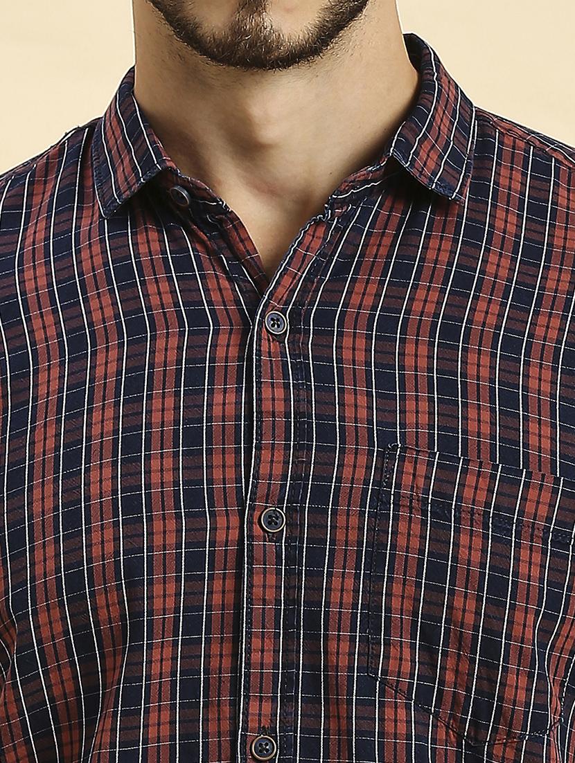 men checkered collared casual shirt - 20537538 - Standard Image - 5