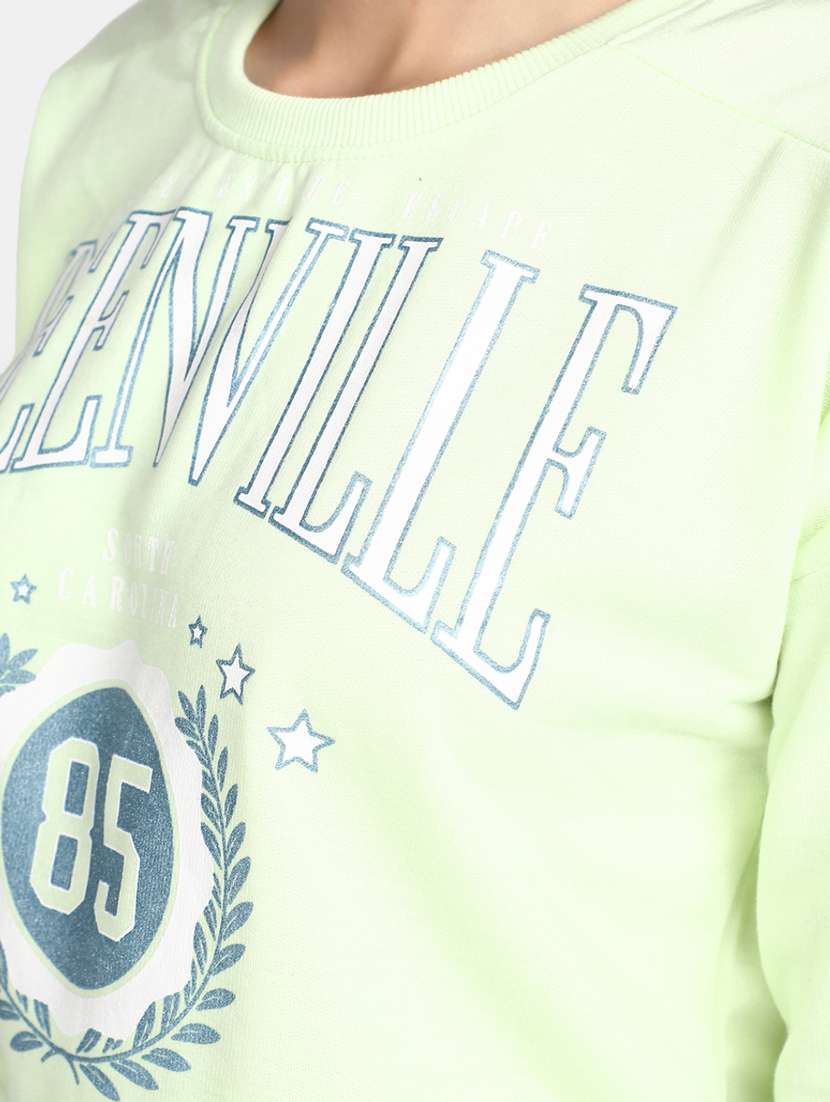 women round neck front printed cropped sweatshirt - 20537561 -  Standard Image - 5