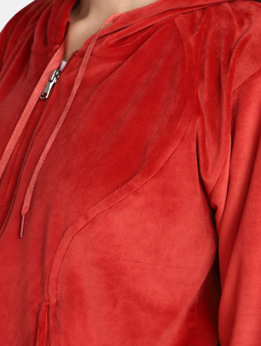 women red zipper hooded sweatshirt - 20537572 -  Standard Image - 5
