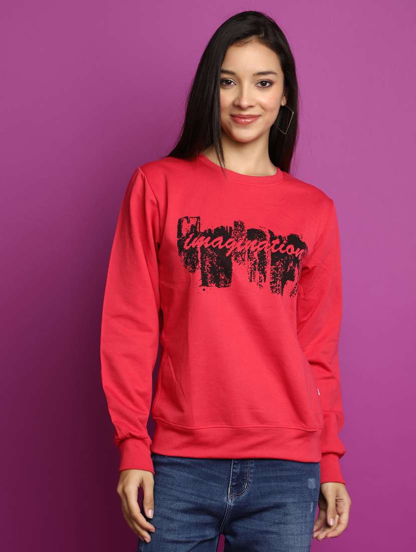 women chest print long sleeve sweatshirt