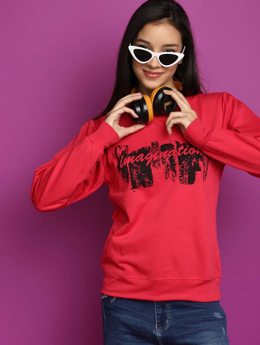 women chest print long sleeve sweatshirt - 20537584 -  Standard Image - 3