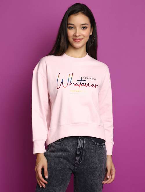 women long sleeved chest printed sweatshirt - 20537585 -  Standard Image - 0