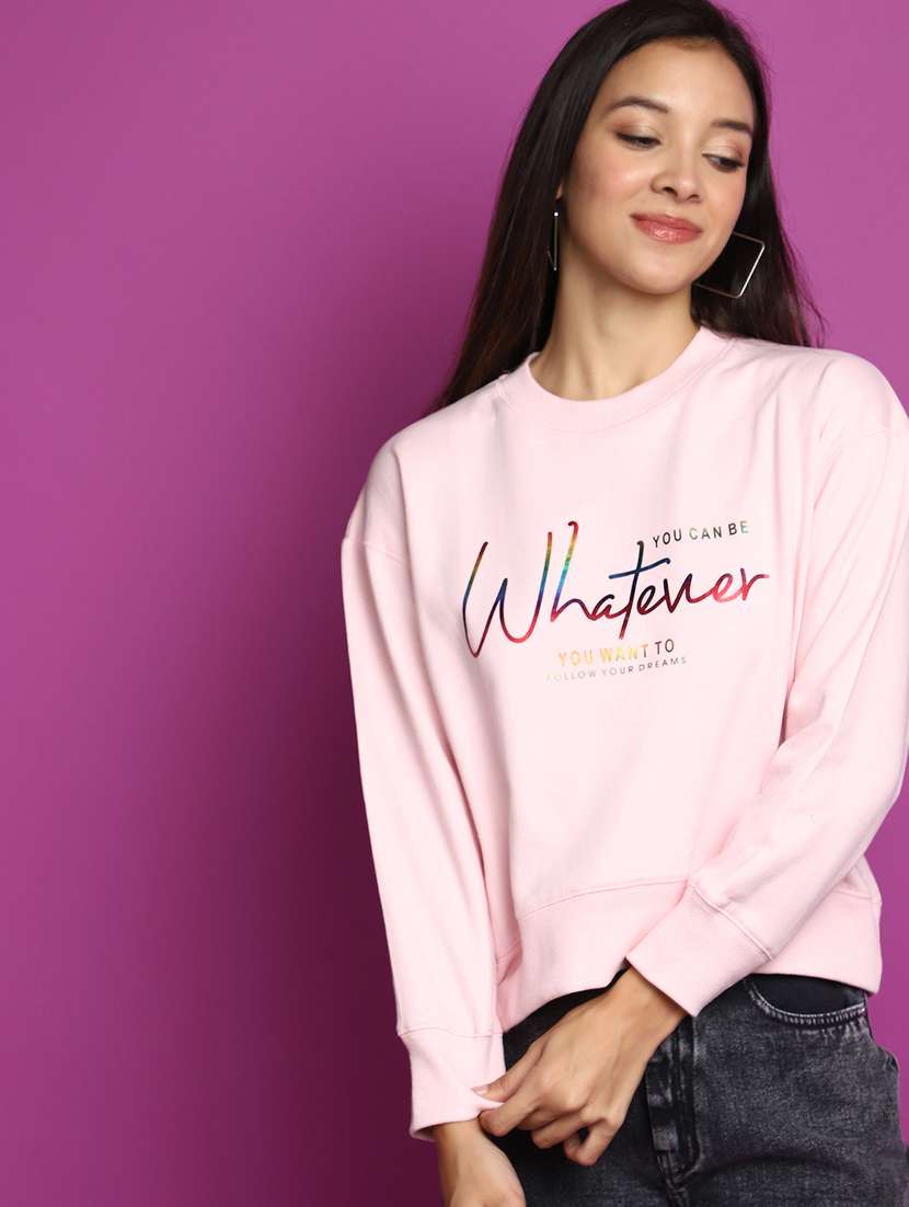 women long sleeved chest printed sweatshirt - 20537585 -  Standard Image - 3