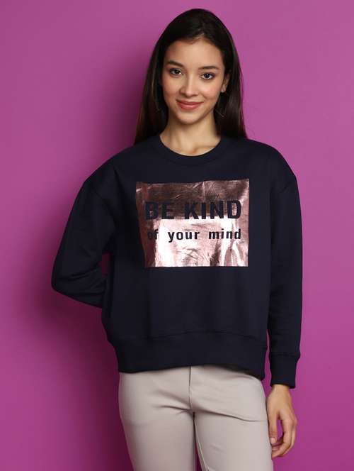 women long sleeved chest printed sweatshirt - 20537586 -  Standard Image - 0