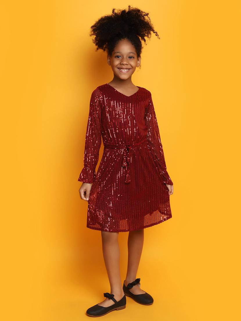 girls embellished long sleeves frock - 20537734 - Zoom Image - 0