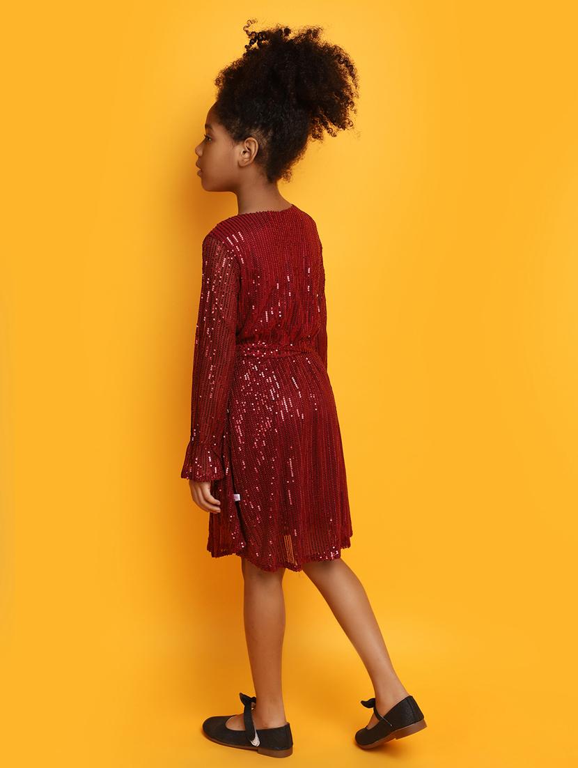 girls embellished long sleeves frock - 20537734 - Standard Image - 3