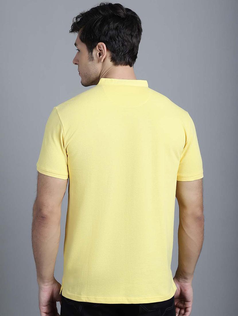 men solid lemon sherbet cotton slim fit t-shirt - 20537847 - Standard Image - 3