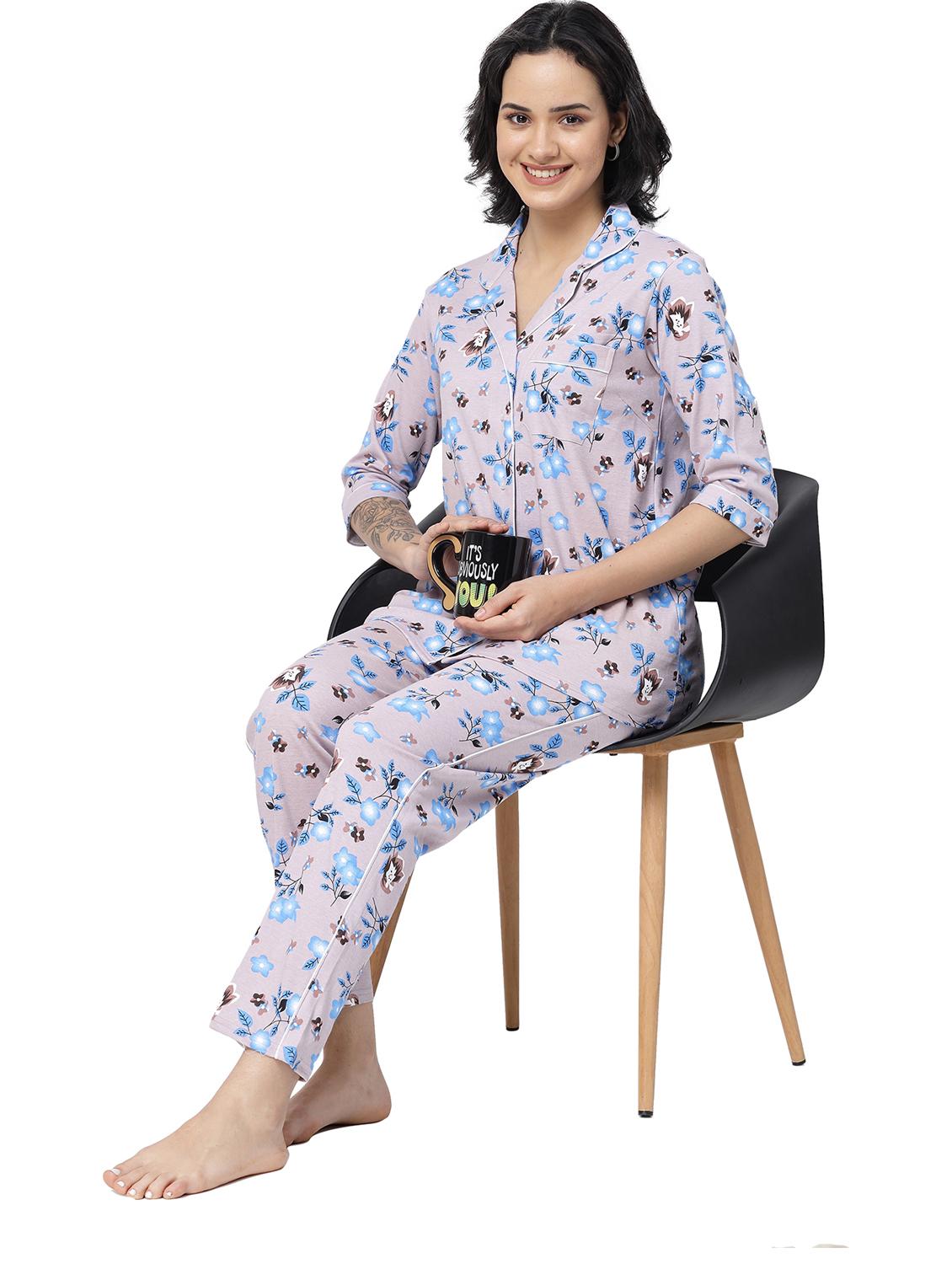 lavender cotton nightwear set - 20537901 - Standard Image - 3