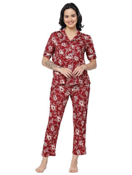 red viscose nightwear set - 20537913 -  Standard Image - 0