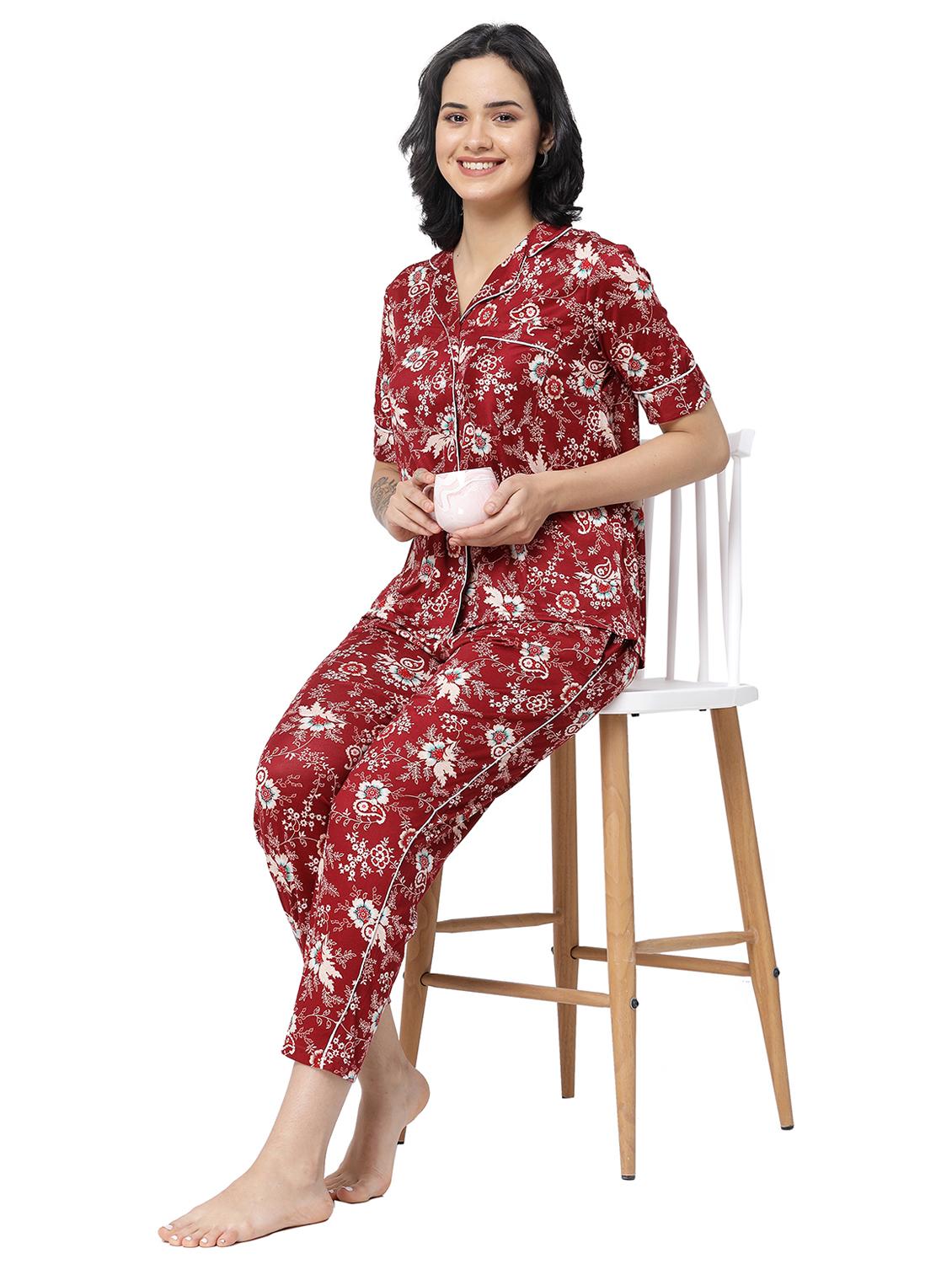 red viscose nightwear set - 20537913 - Standard Image - 3