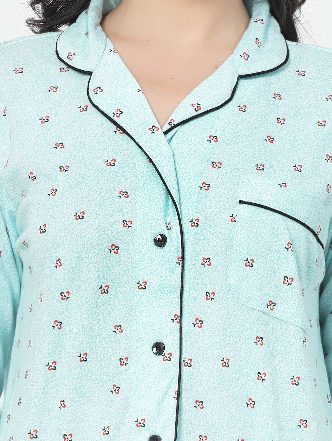 light blue cotton blend nightwear set - 20537933 -  Standard Image - 3