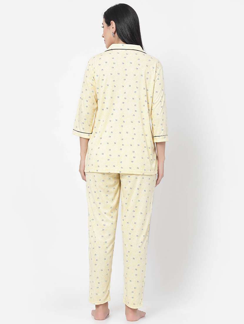 yellow cotton blend nightwear set - 20537934 -  Standard Image - 3