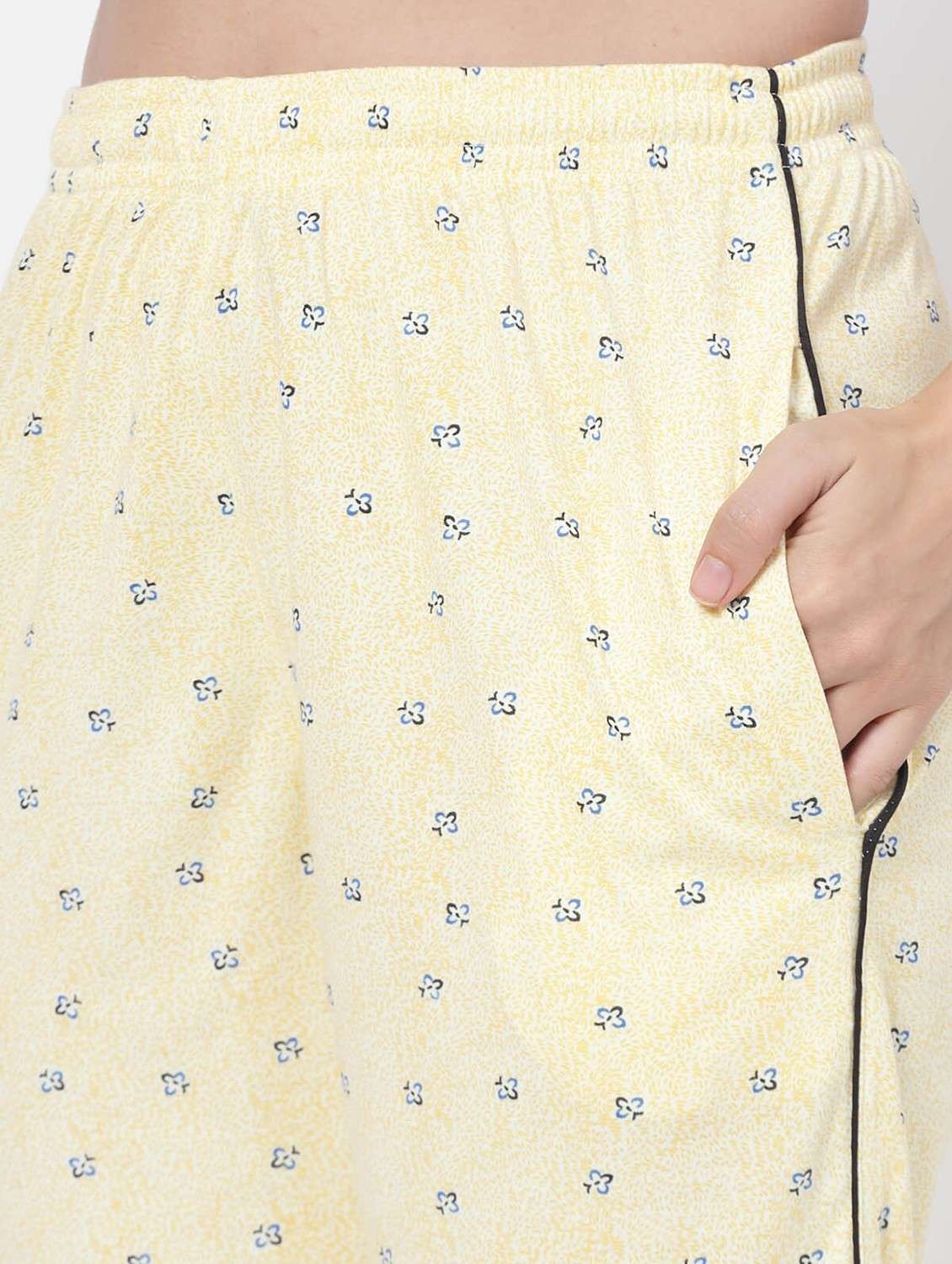 yellow cotton blend nightwear set - 20537934 -  Standard Image - 5