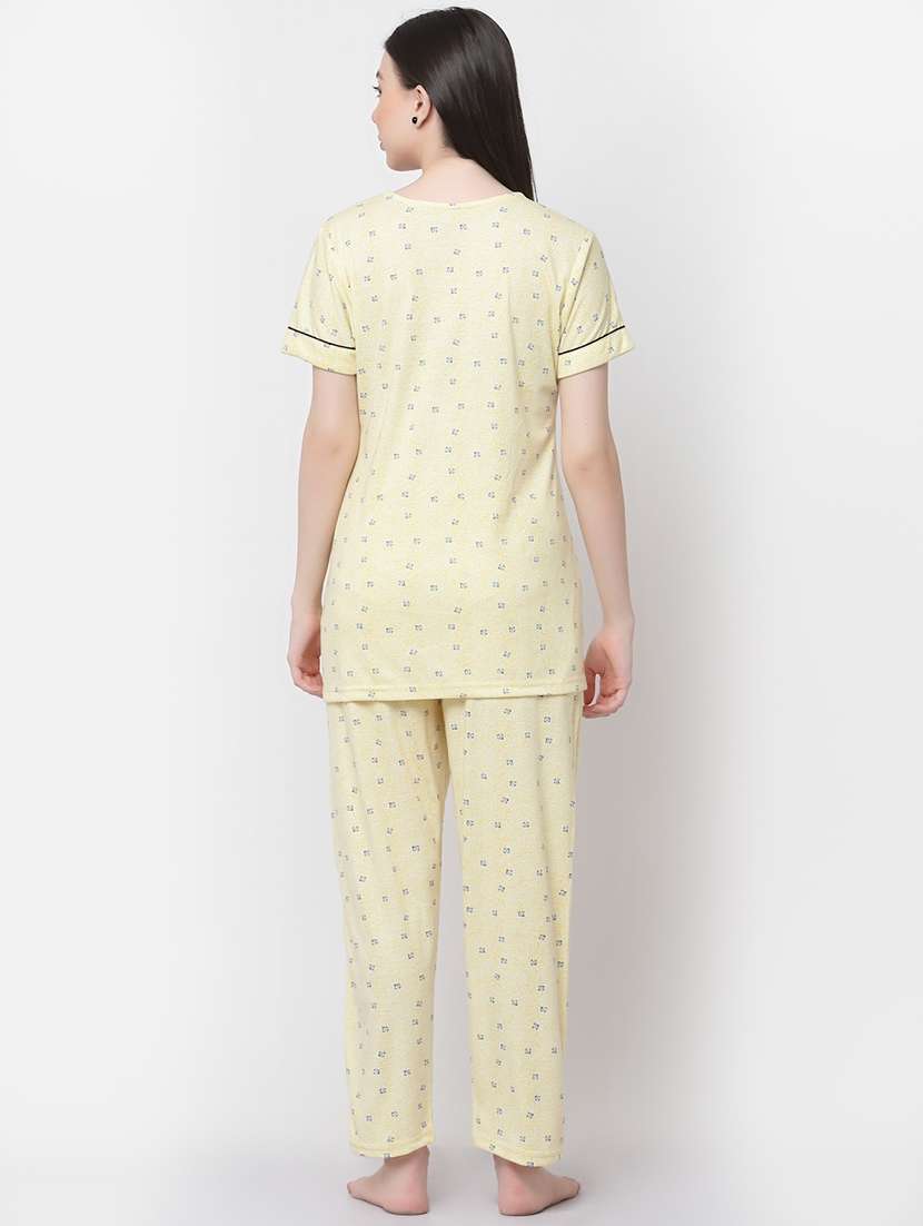 yellow cotton blend nightwear set - 20537974 -  Standard Image - 3