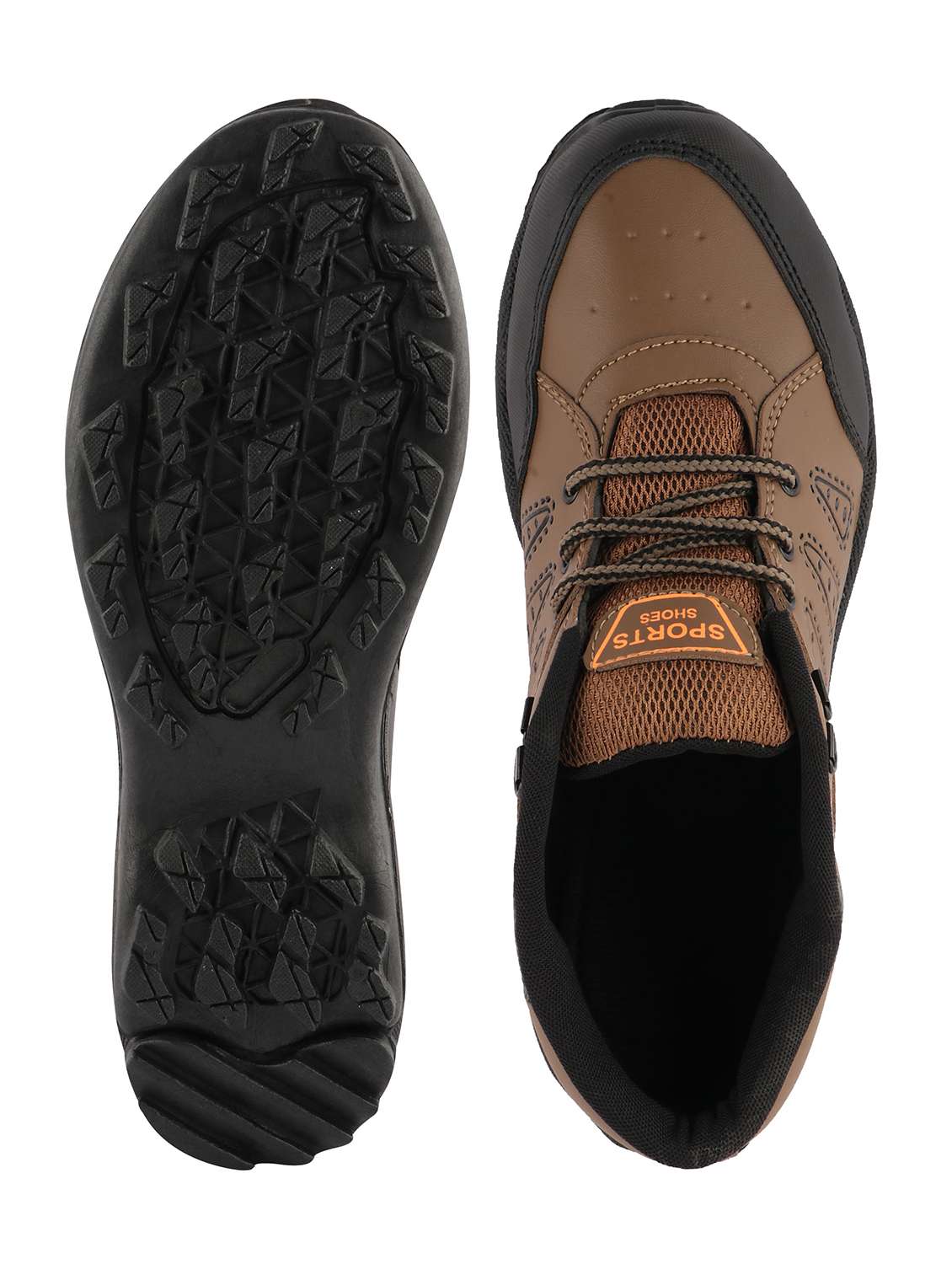men color block brown lace up casual shoe - 20538580 -  Standard Image - 3