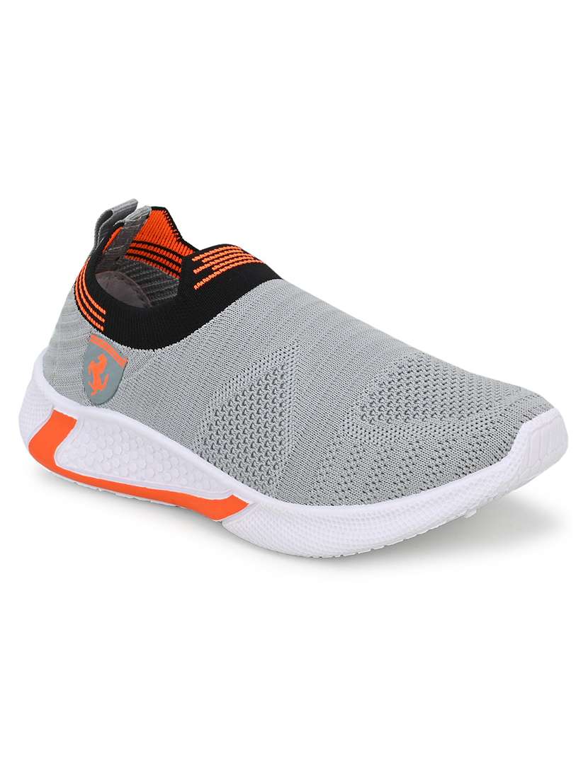 boys grey leatherette slip on sneakers