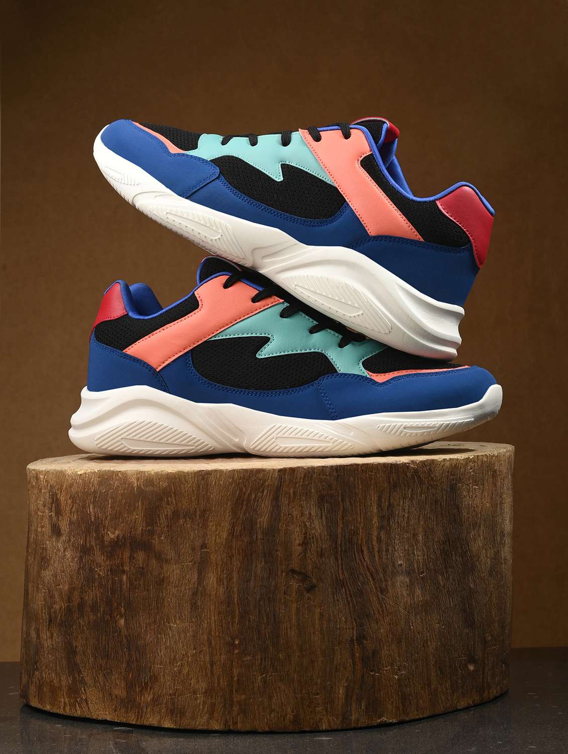 men color block multi colored lace up sport shoe