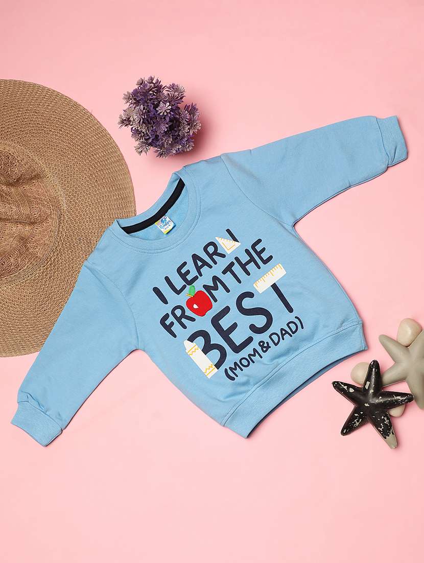 boys round neck front printed sweatshirt