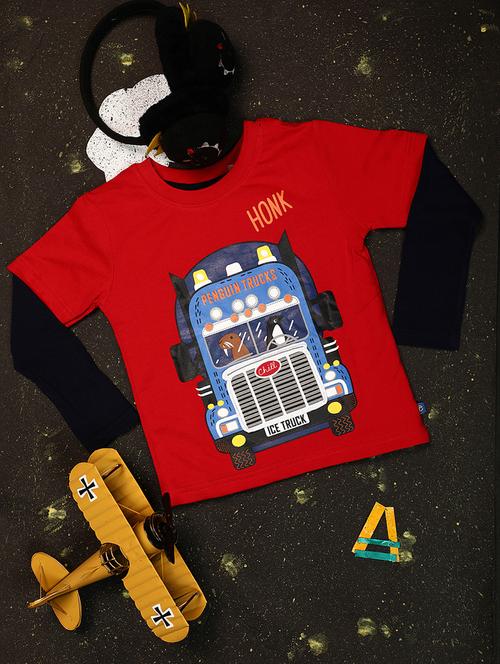 red cotton blend t-shirt - 20538921 - Standard Image - 0