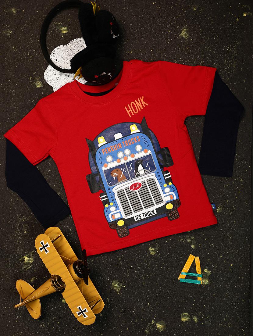 red cotton blend t-shirt - 20538921 - Zoom Image - 0