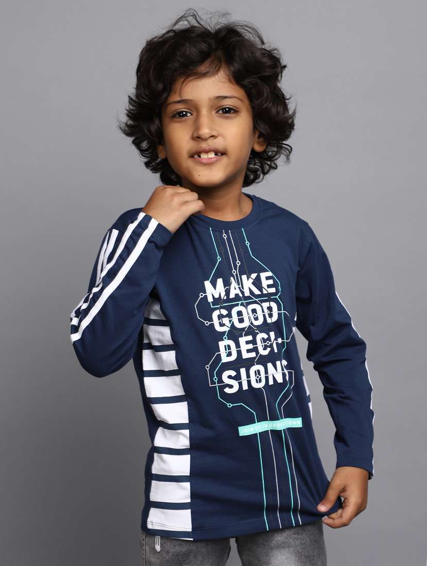 navy blue cotton blend t-shirt