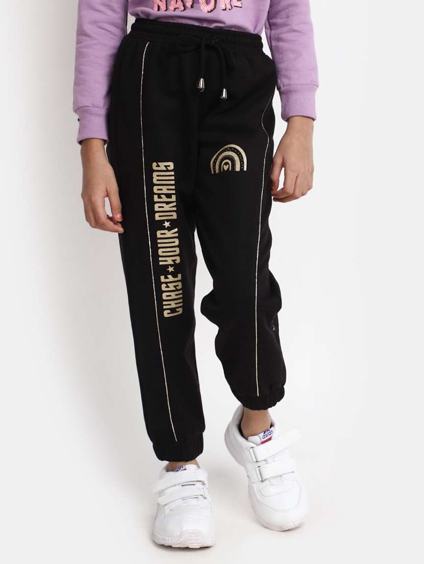 girls black typography jogger - 20539242 -  Zoom Image - 0