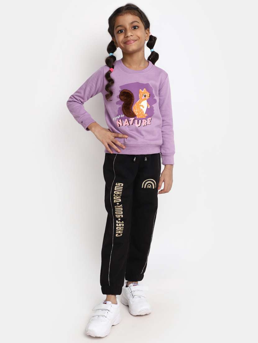 girls black typography jogger - 20539242 - Standard Image - 3