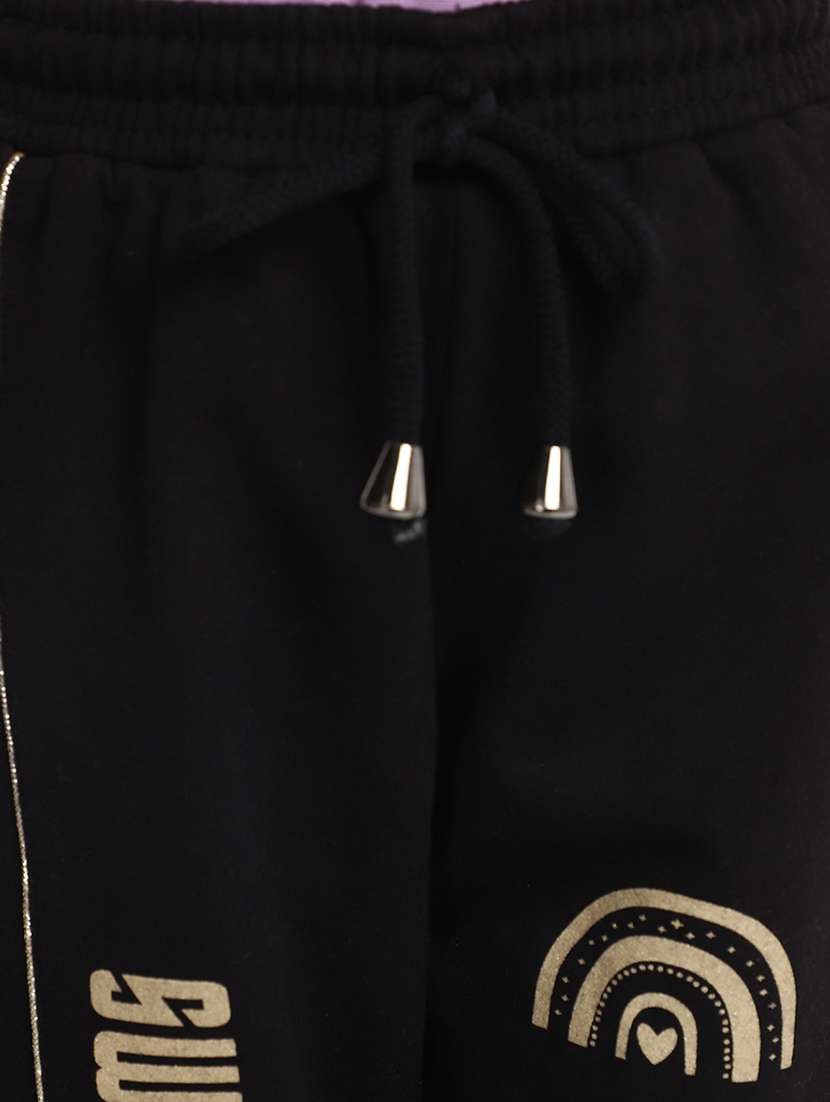 girls black typography jogger - 20539242 - Standard Image - 5