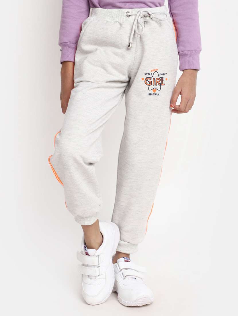 girls grey typography jogger