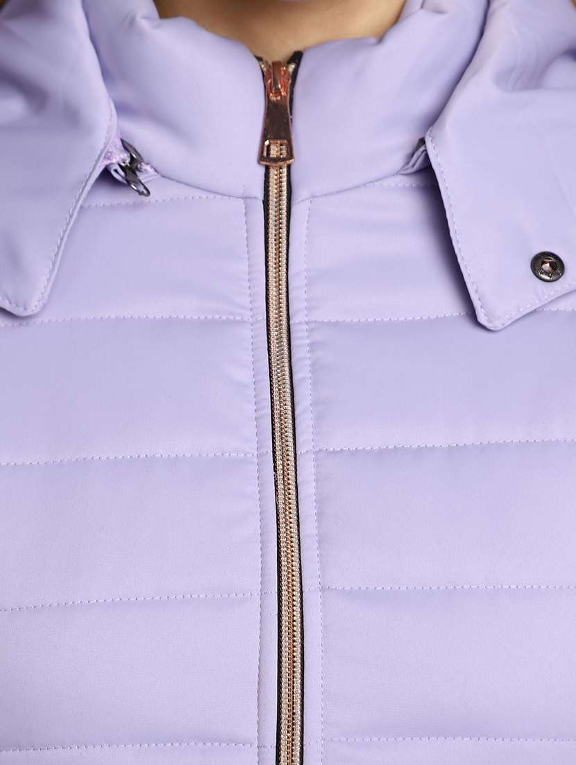 women solid stand collar bomber jacket - 20539575 -  Standard Image - 5