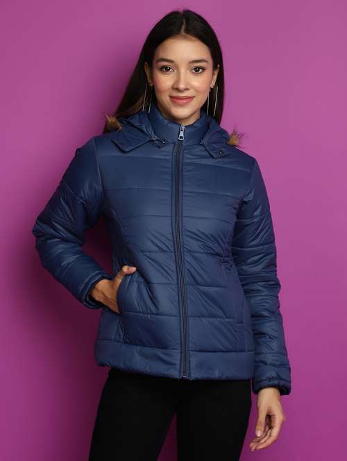 women solid hooded quilted jacket - 20539578 -  Standard Image - 0