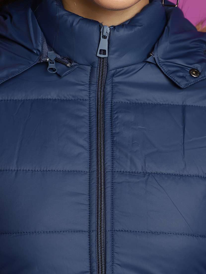 women solid hooded quilted jacket - 20539578 -  Standard Image - 5