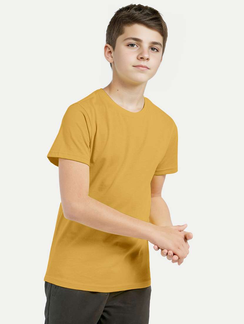 boys mustard cotton viscose t-shirt