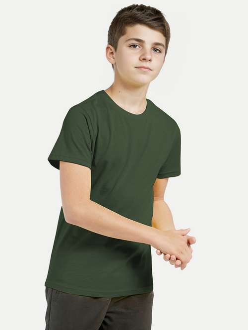 boys olive cotton viscose t-shirt - 20539811 -  Standard Image - 0
