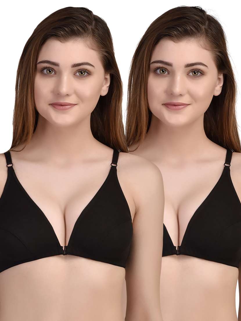 pack of 2 solid front open bra